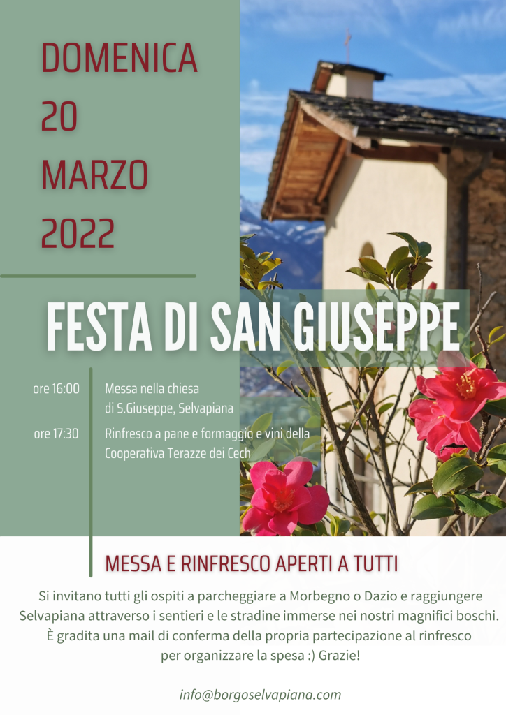 La locandina per la Festa del San Giuseppe, 20 marzo 2022. 